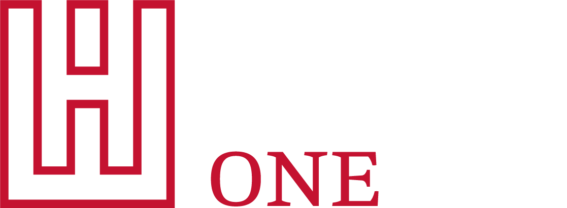 a red logo on a white background